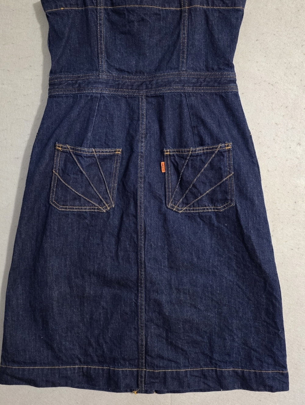 Levi's Womens Orange Tab Button Down Mini Overall Jumper Dress Size Small - Picture 10 of 11